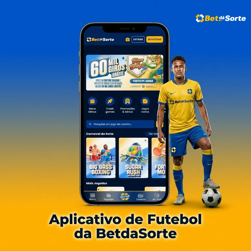 App de apostas de futebol da BetdaSorte com interface móvel para apostar e acompanhar partidas ao vivo no celular.