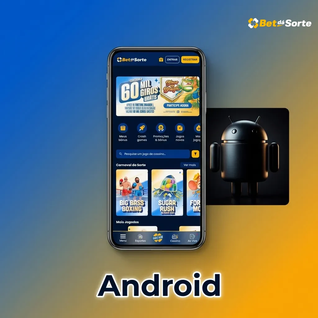 Guia de Instalação do Aplicativo Android, exibindo o botão de download e as etapas de configuração.