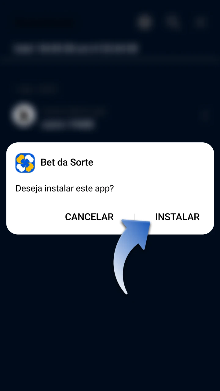 Conclua a instalação do aplicativo BetdaSorte.