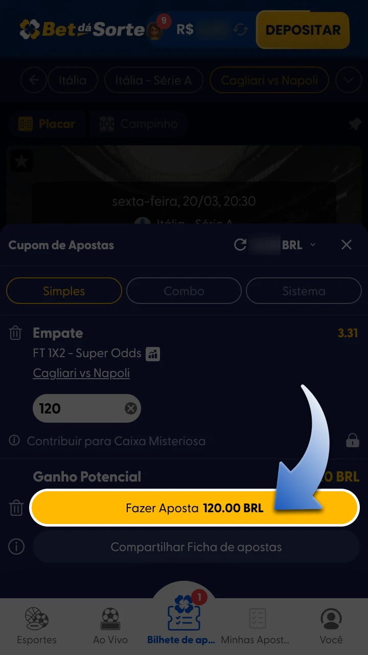 Confirme sua aposta na BetdaSorte e aguarde os resultados.